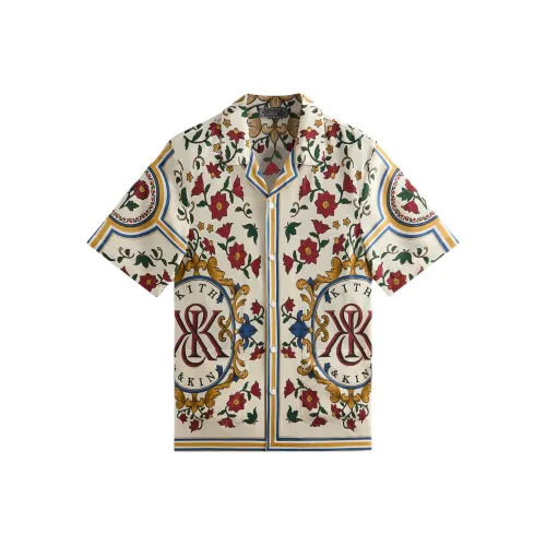 KITH SS25 Silk Thompson Camp Collar Shirt Men's Sand