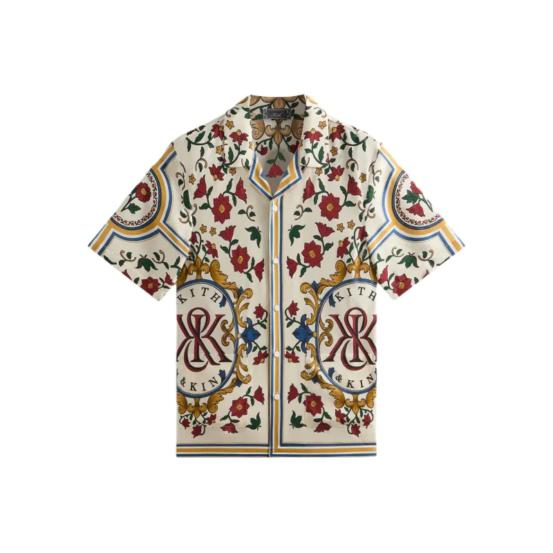 KITH SS25 Silk Thompson Camp Collar Shirt Men's Sand-0
