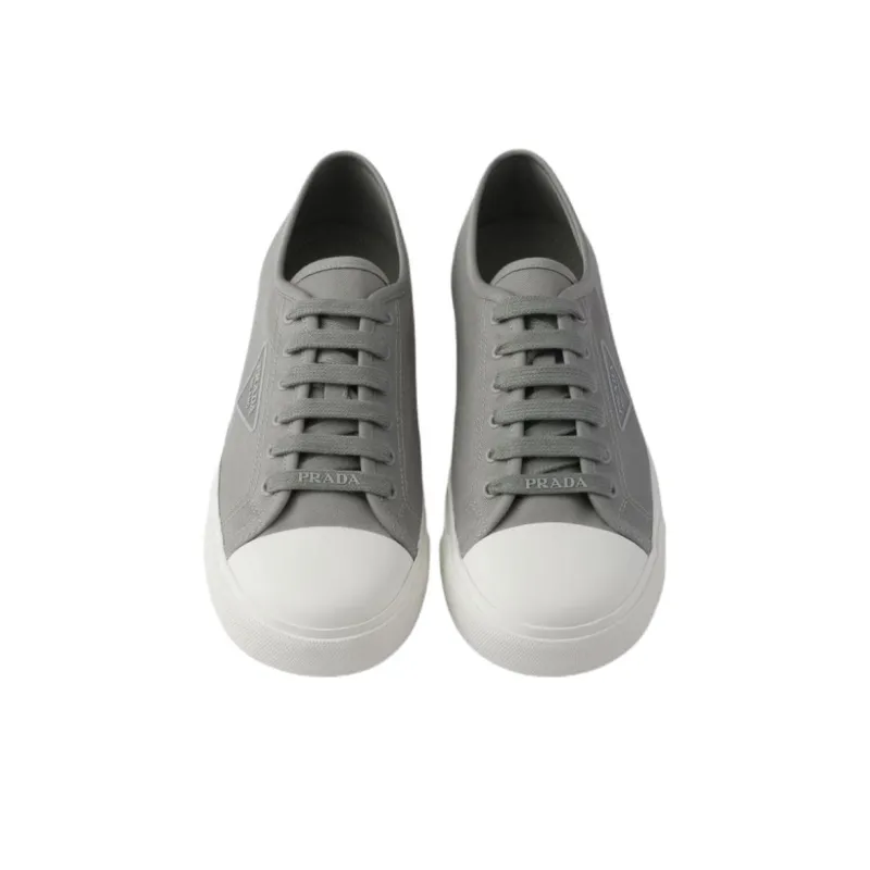 PRADA Low Top Canvas Shoes Men's Gray-5