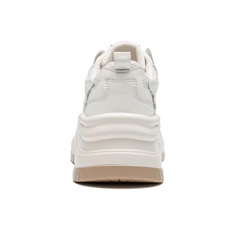 EXULL Q Slip Resistant, Lightweight, Breathable, Height Increasing Low Top Skateboard Shoes Women's Beige Khaki-3