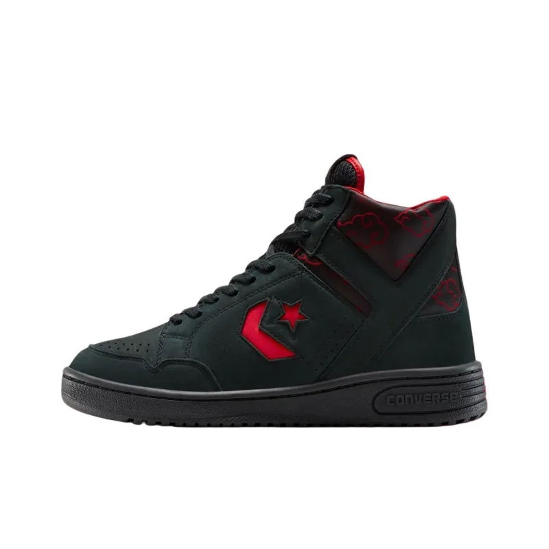 Naruto x Converse WEAPON Anti Slip Wear Resistant Mid Top Canvas Shoes Men's Black-0