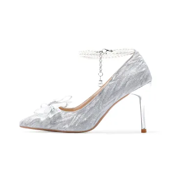 Take The Qin Slim Heel High Heels Women's Silver