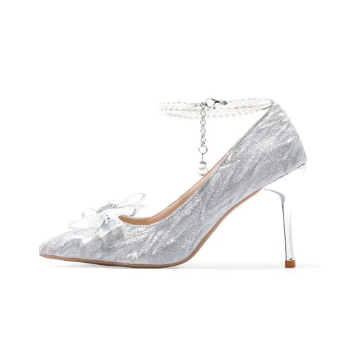 Take The Qin Slim Heel High Heels Women's Silver