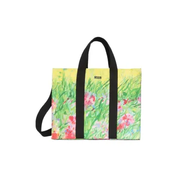 MSGM Fabric Tote Bag, Shopping Bag, Shoulder Bag, Crossbody Bag, Handbag Women's Green