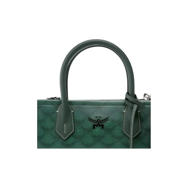MCM Leather Handbag Medium Size Women's Dark Green-1