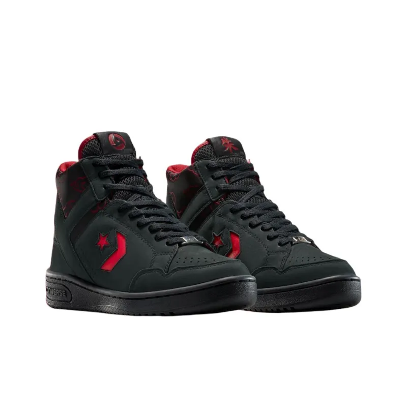 Naruto x Converse WEAPON Anti Slip Wear Resistant Mid Top Canvas Shoes Men's Black-2
