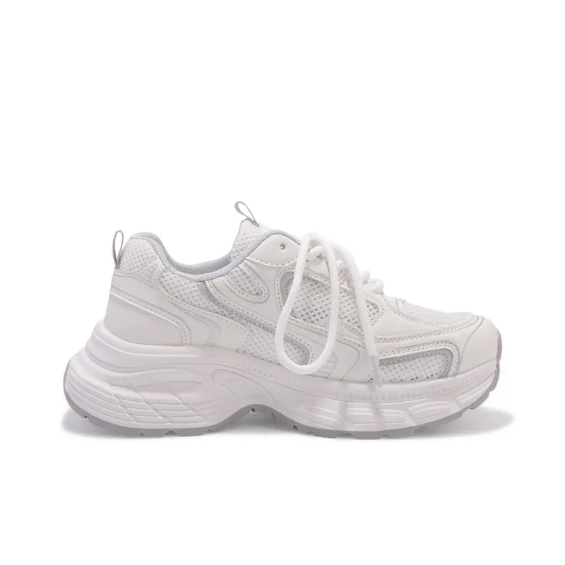 SNXR Shock Absorbers With Slip Resistant Features Low Top Chunky Sneakers Women's White Gray-1