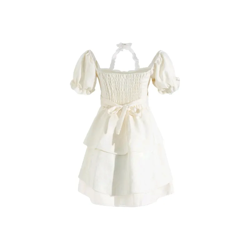 / Short Sleeved Dresses Women's Apricot Fairy Dress-1