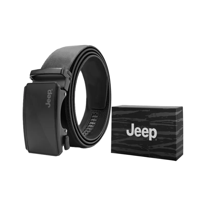 Jeep Top Grain Cow Leather Belts Men's Black/Litchi Grain Black Width  3.5cm-1