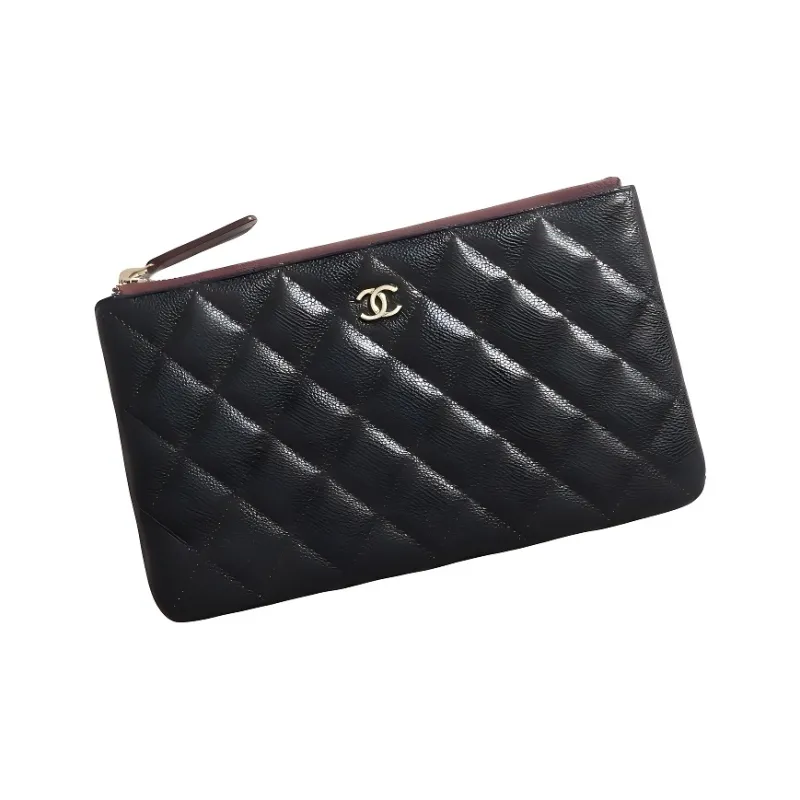 CHANEL Calfskin Clutch Trumpets Women's Black-2