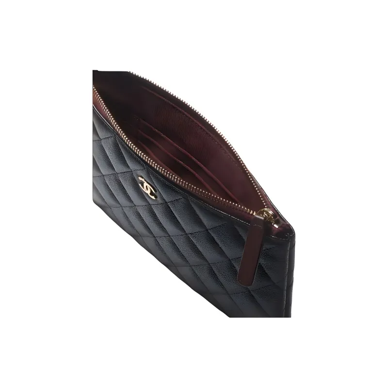 CHANEL Calfskin Clutch Trumpets Women's Black-3