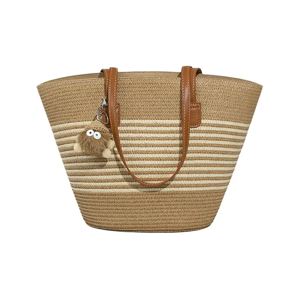 CNNCOO Fabric Tote Bag, Shoulder Bag Regular Women's Brown/Brown Black-6