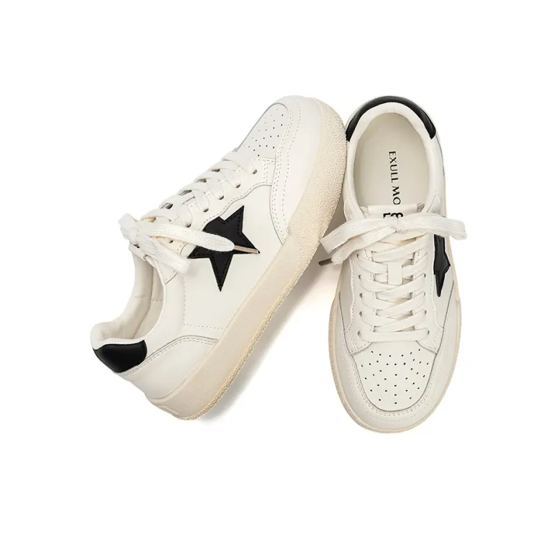 EXULL Q Cushioning Abrasion Resistant Lightweight Low Top Skateboard Shoes Women's Beige Black-2