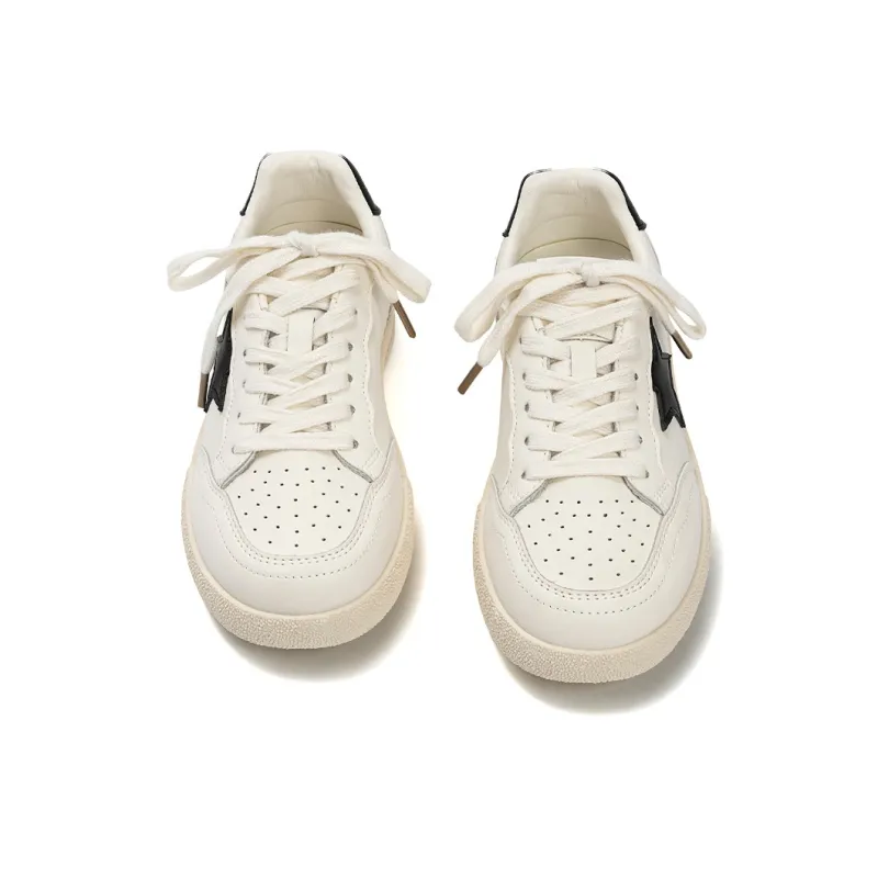 EXULL Q Cushioning Abrasion Resistant Lightweight Low Top Skateboard Shoes Women's Beige Black-3