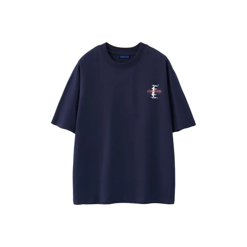 FONDLOOK T Shirts Unisex Navy Blue-1