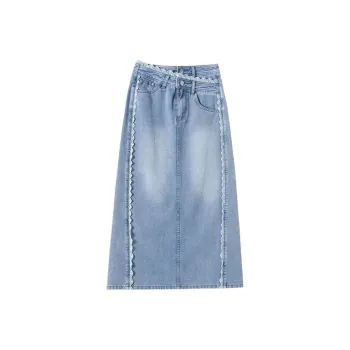GOSO Denim Long Skirts Women's Light Blue