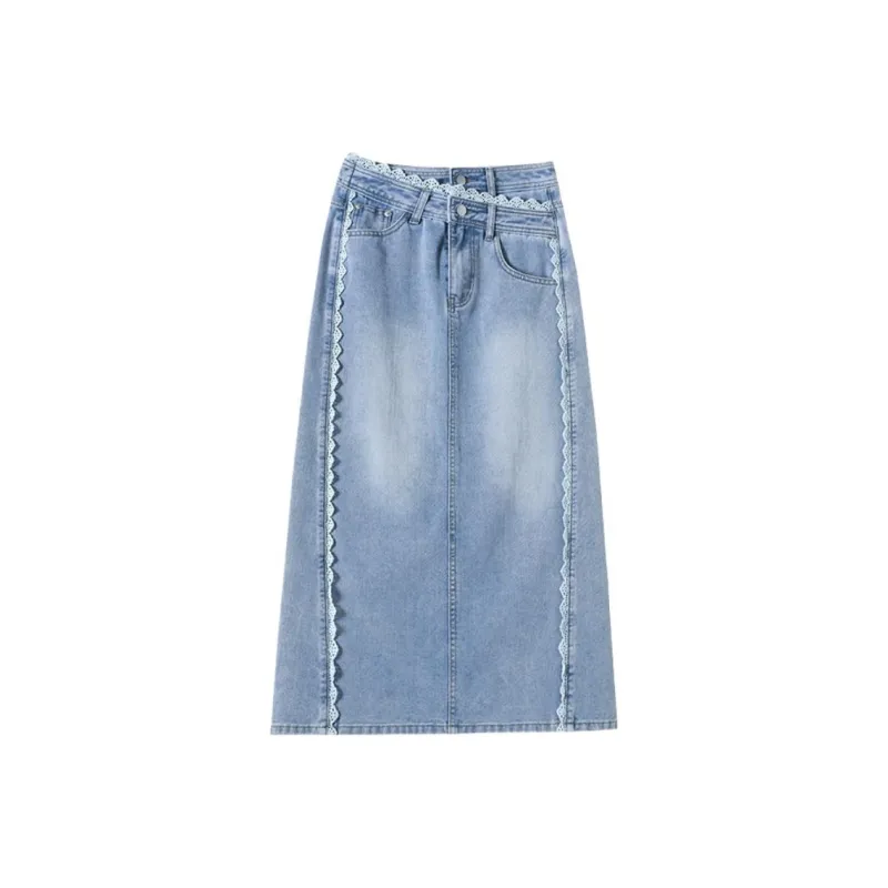 GOSO Denim Long Skirts Women's Light Blue-0