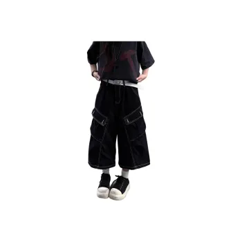 NRTR Seven Eighths Loose Fit Wide Leg Denim Shorts Women's