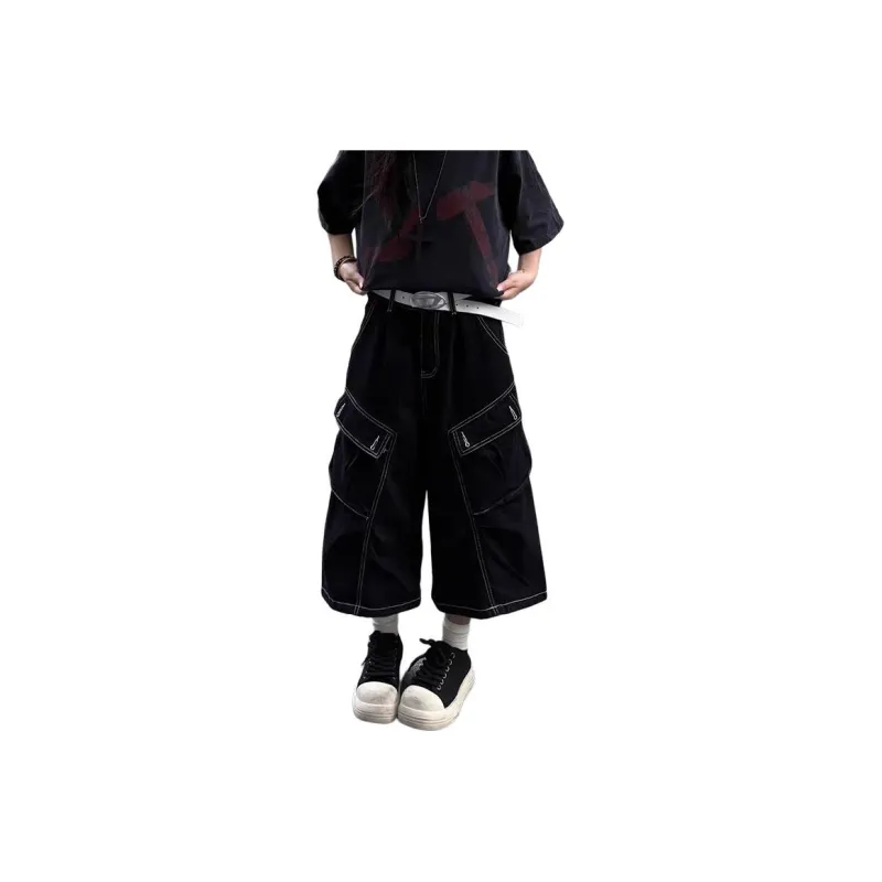 NRTR Seven Eighths Loose Fit Wide Leg Denim Shorts Women's-0
