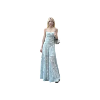 GUOZHEN Slip Dresses Women's Teal