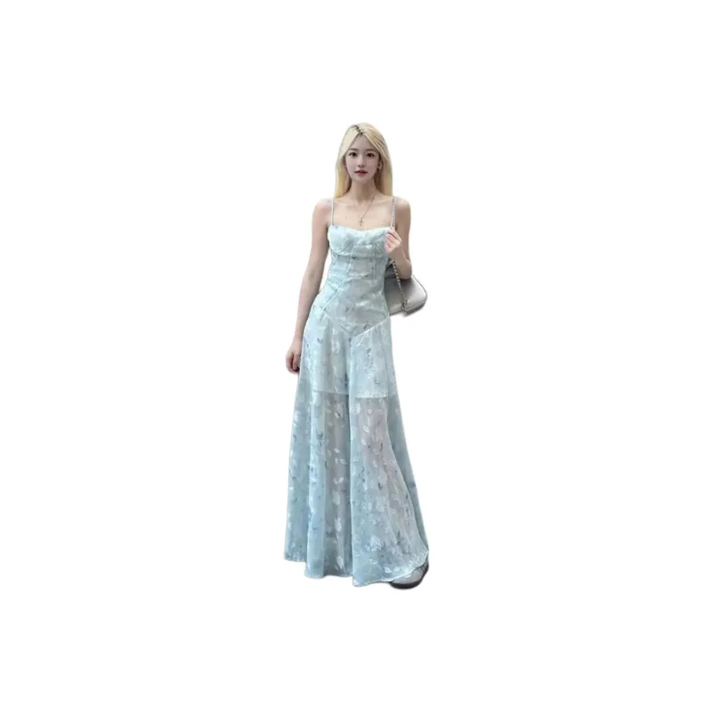 GUOZHEN Slip Dresses Women's Teal-0