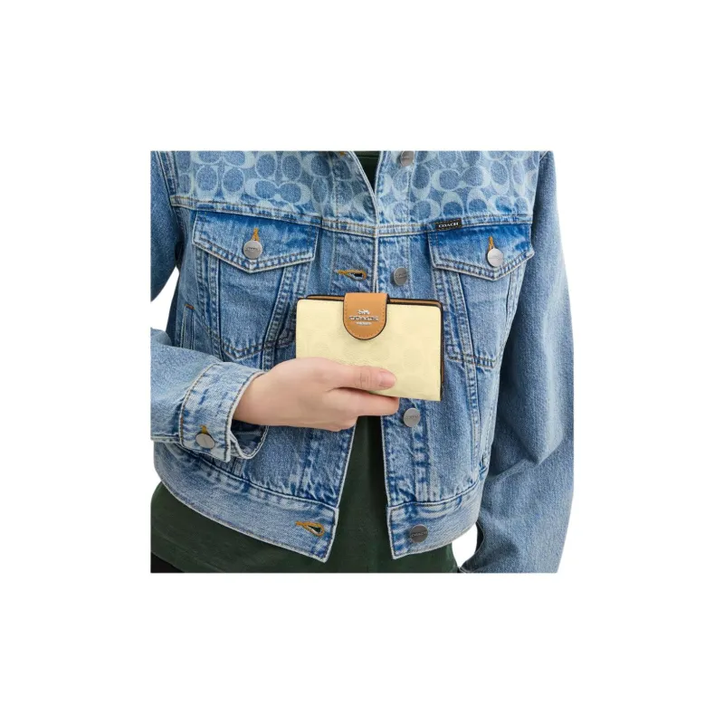 COACH Coated Canvas Wallet Mini Women's Dry Grass-2