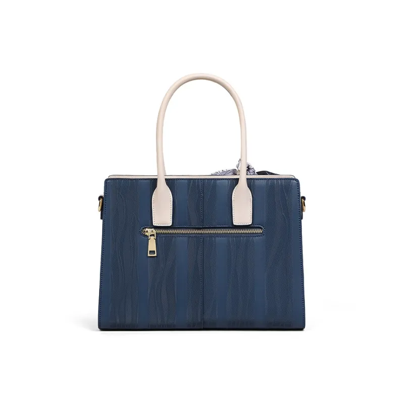 CNNCOO Cow Leather One Shoulder Handbag Women's Blue-4