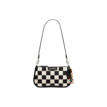 COACH Upcrafted Leather Shoulder Bag Trumpets Women's Black White
