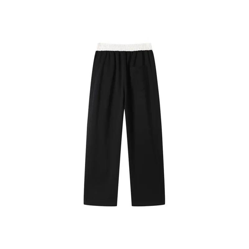 JINBEILE Casual Pants Unisex Black White-3