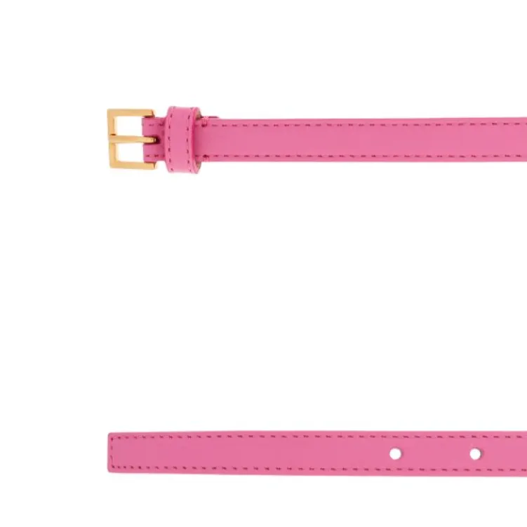 VERSACE 100% Leather Belts Women's Pink Width 1.5CM-3