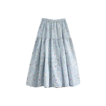 GOSO Casual Long Skirts Women's Blue
