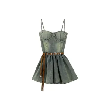 Udon House Slip Dresses Women's Vintage Blue