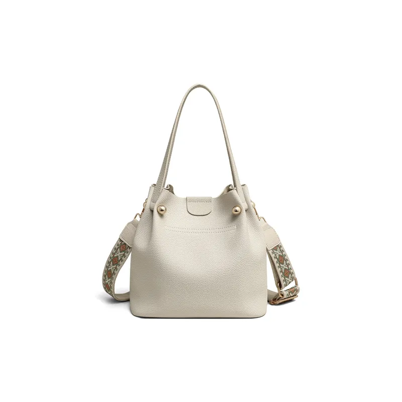C°BANNER Cow Leather One Shoulder Handbag Women's Ecru-4