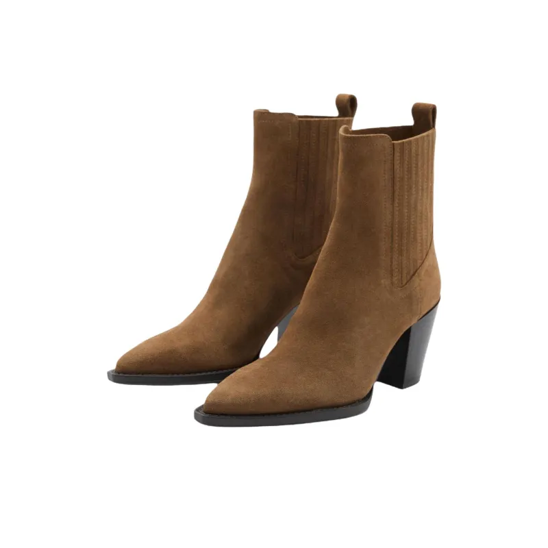 MANGO Short Chelsea Boots 5.5cm Women's Brown-2
