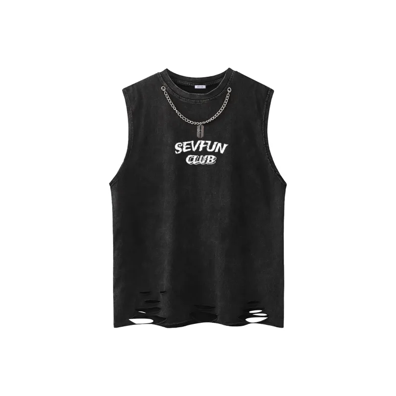 7 SEVFUN Tank Tops Unisex Washed Black-0