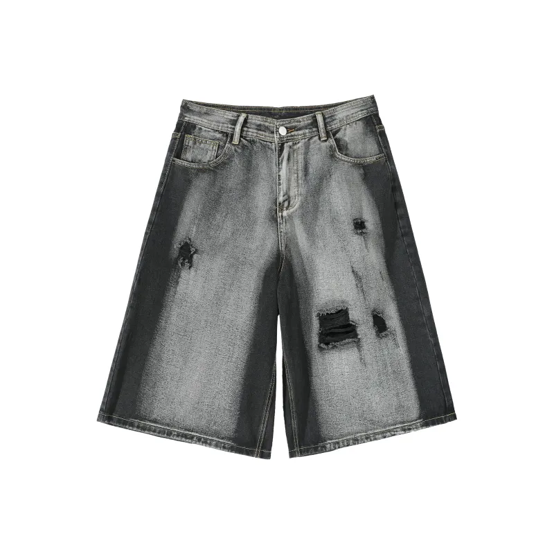 TONYKRZ Denim Shorts Unisex Black Gray Color-5