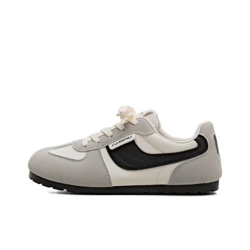 HUANQIU Slip Resistant, Abrasion Resistant, Lightweight Low Top Casual Shoes Women's Beige Black