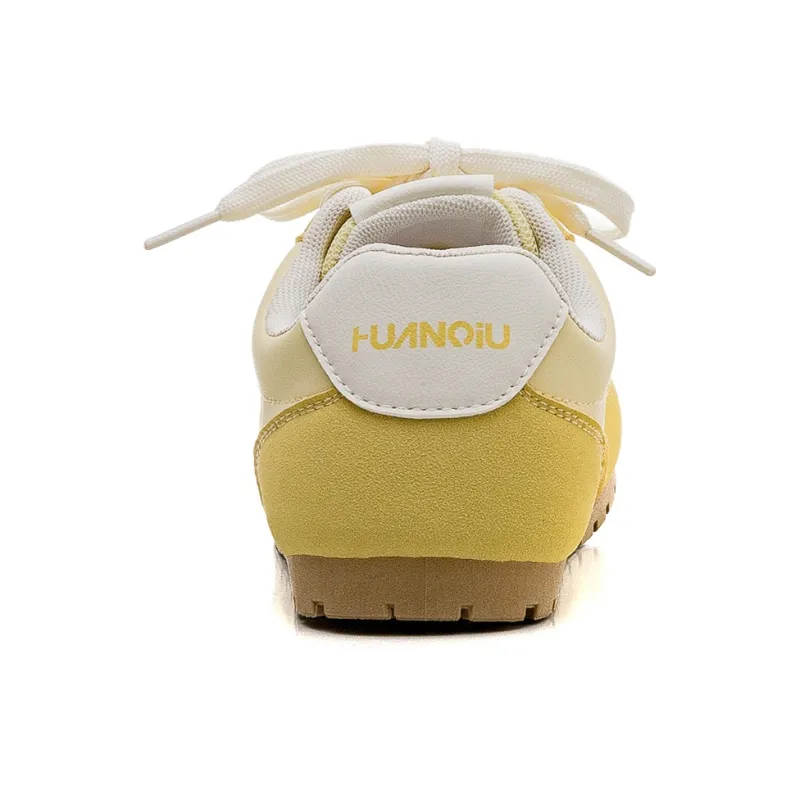 HUANQIU Shock Absorbers Slip Resistant Breathable Low Top Casual Shoes Women's Yellow-3