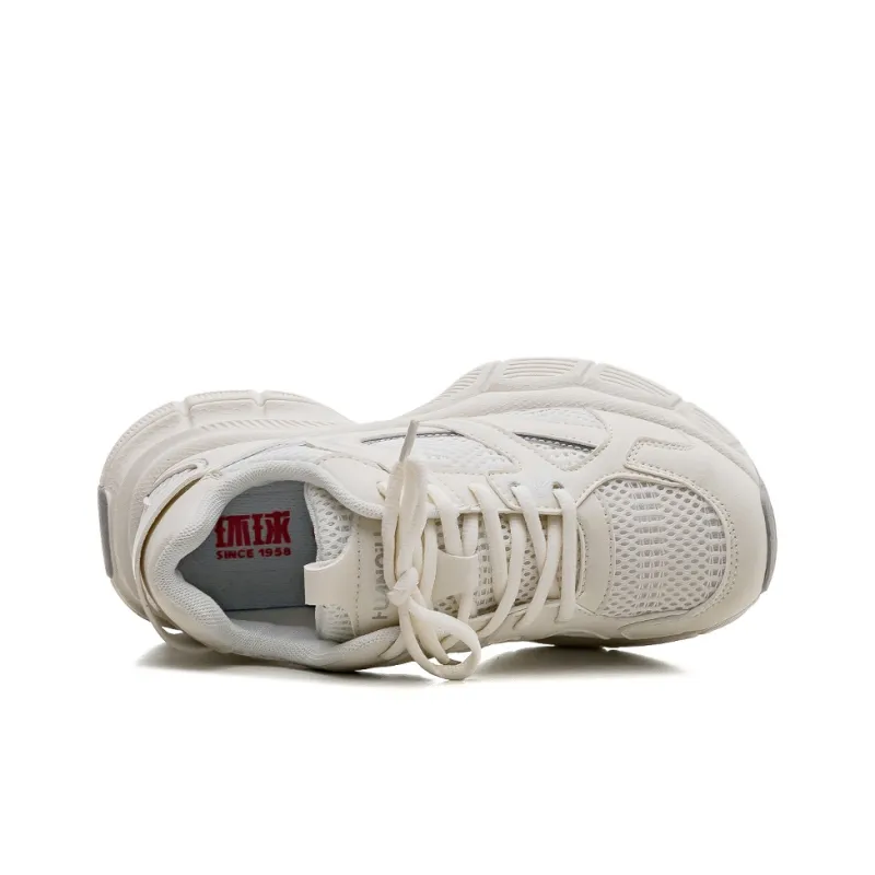 HUANQIU Shock Absorbers With Slip Resistant And Abrasion Resistant Properties Low Top Chunky Sneakers Women's Beige-2