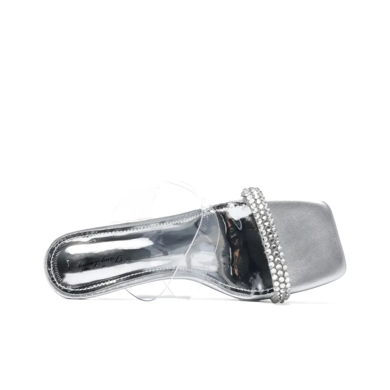 Be Good Rubber Sole Metal Rhinestone Slip Resistant Abrasion Resistant Slide Slippers Women's-13