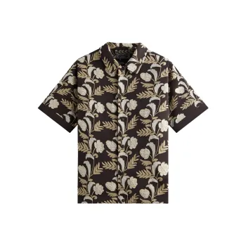 KITH SS25 Embroidered Floral Woodpoint Shirt Men's Brown