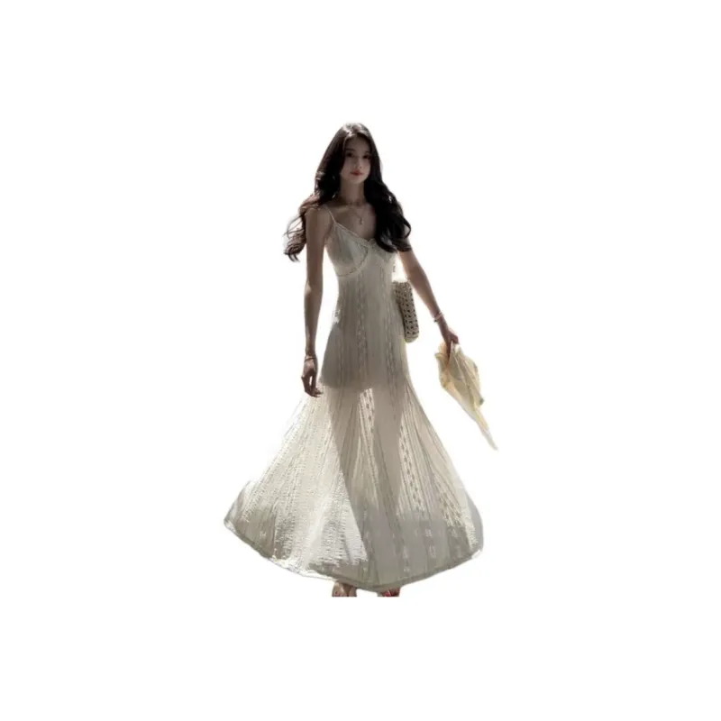 POPO.INFO Slip Dresses Women's White-0