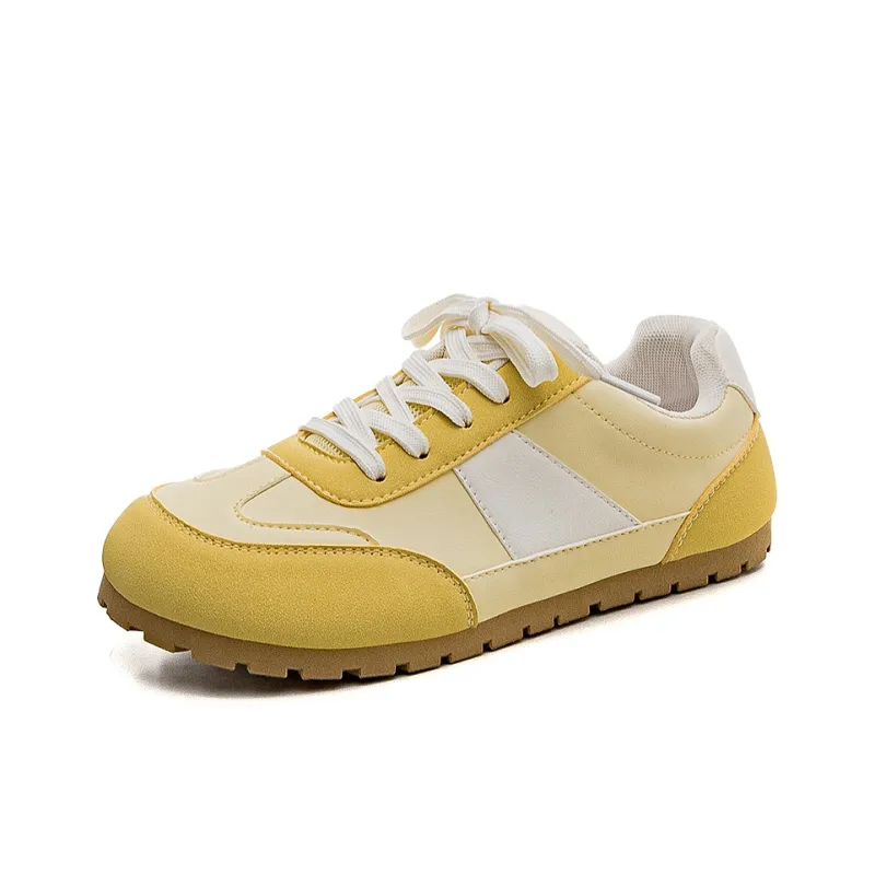 HUANQIU Shock Absorbers Slip Resistant Breathable Low Top Casual Shoes Women's Yellow-1