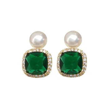 NATURALLYJOJO Zircon Earrings Women's Green