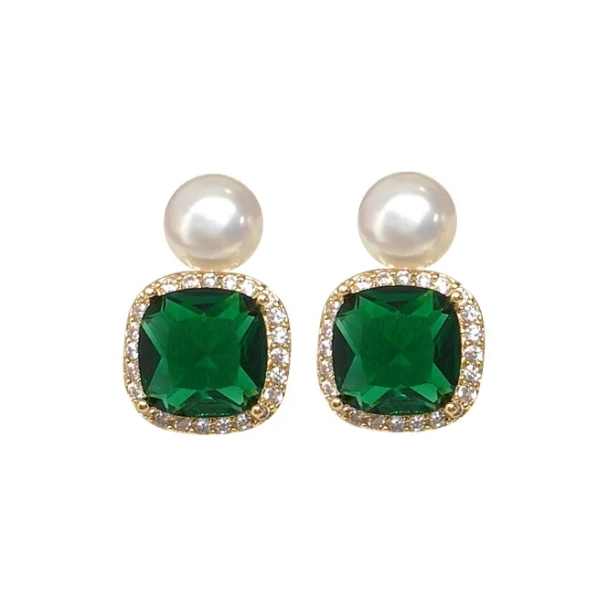 NATURALLYJOJO Zircon Earrings Women's Green-0