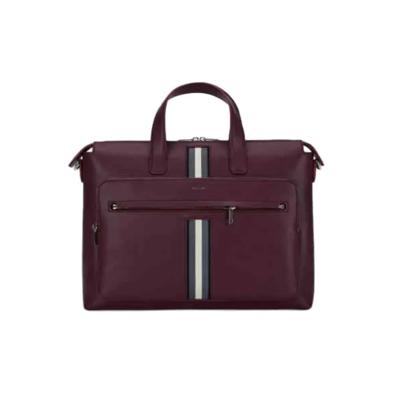 BALLY Cow Leather Briefcase Tubas Men's Burgundy-0