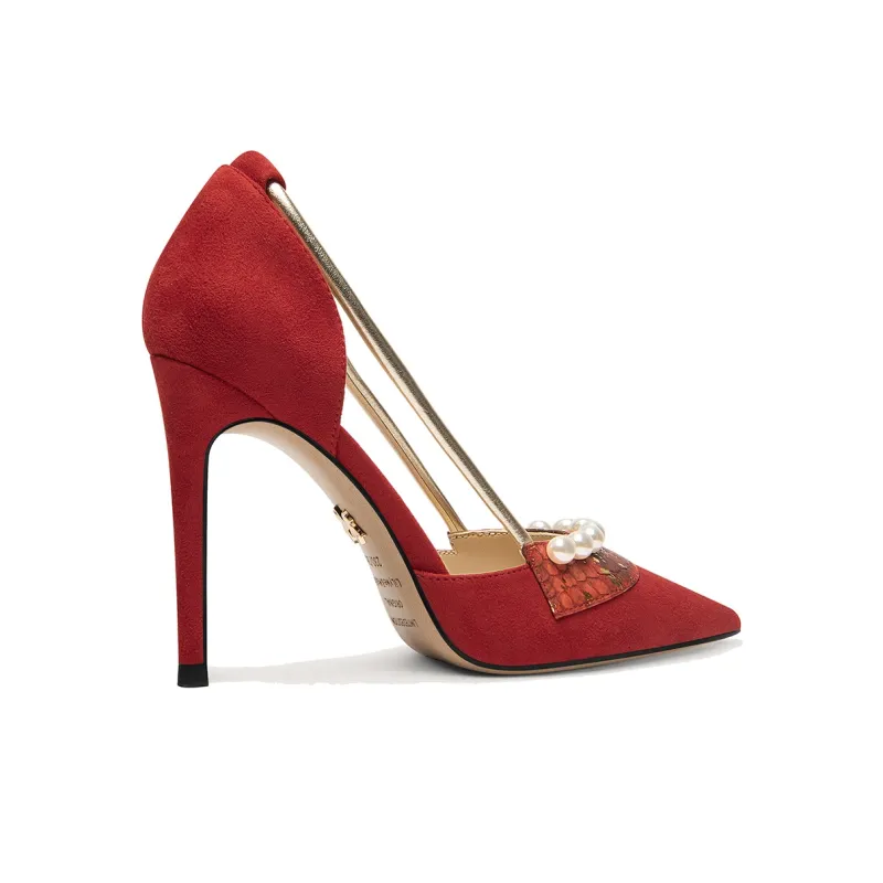 Lily Wei High Heels Women's Red-1