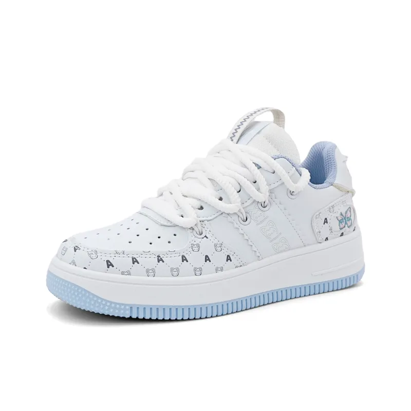 ALI THE FOX Skateboard Shoes Women's Low Top Milk Tea Pink/Iceberg Blue-10