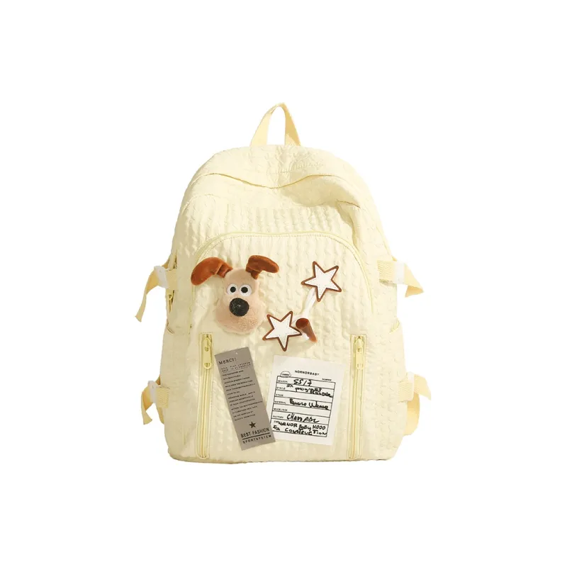 WICKBUEN Nylon Fabric Backpack Women's Light Yellow/Black/Green/Blue-0