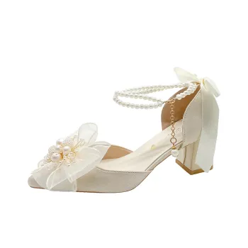 Dawei's House Chunky Heel High Heels Women's Champagne